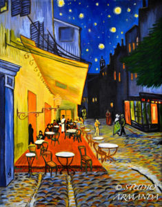 11x14 acrylic replica of Van Gogh Cafe Terrace on canvas